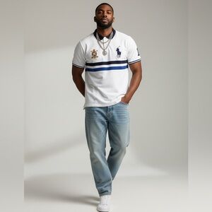 Ralph Lauren White and Blue Polo Shirt